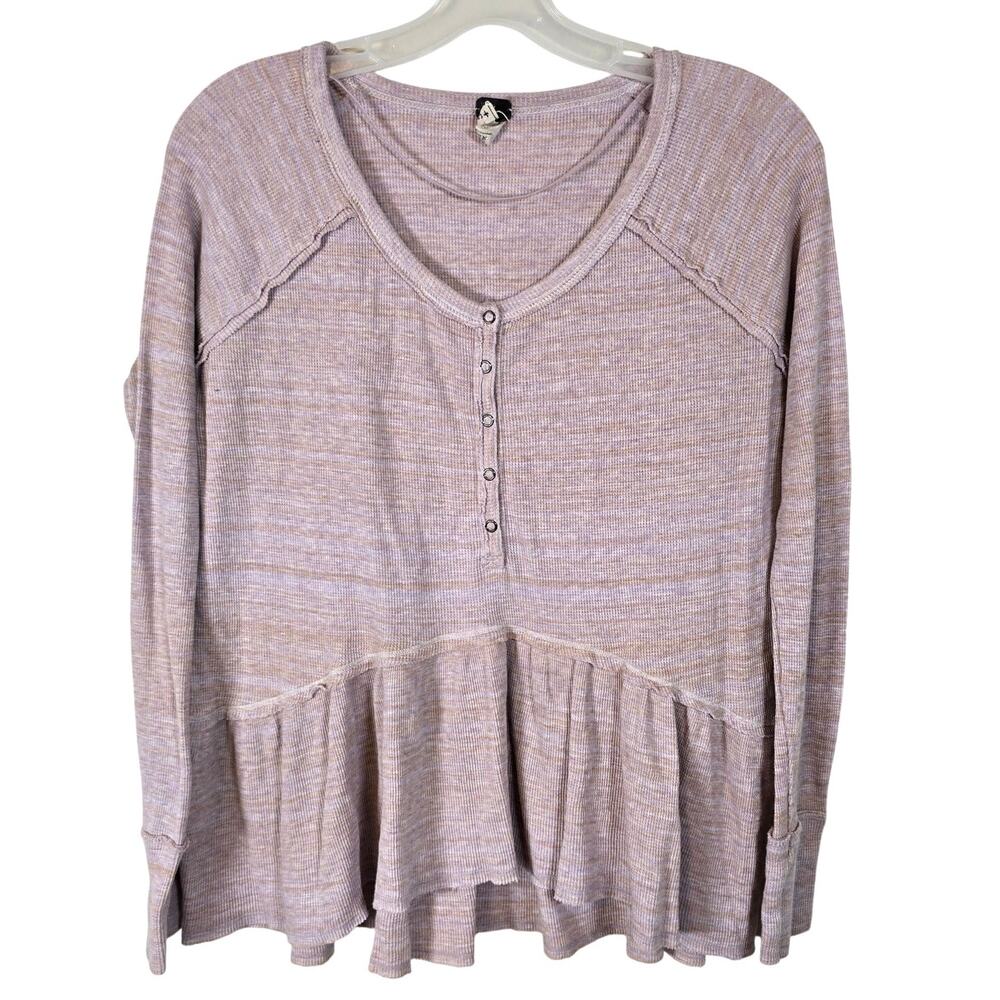 We the free Free People Coastline Top Women's S Pink Tan Waffle Weave Boho Beach